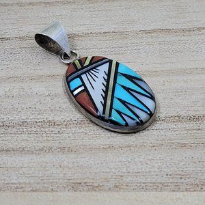 Estate Sterling Silver Turquoise Pendant